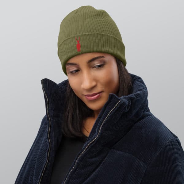 organic ribbed beanie olive green front 638c7cc5c35a3